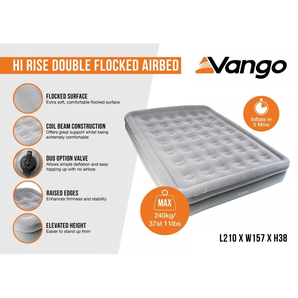 Vango Hi-Rise Double Flocked Airbed 2 Vango Hi-Rise Double Flocked Airbed - Image 2