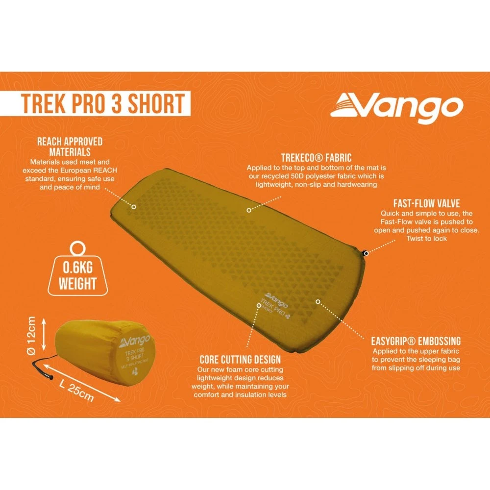 Vango Trek Pro 3 Short Self-Inflating Mat 2 Vango Trek Pro 3 Short Self-Inflating Mat - Image 2